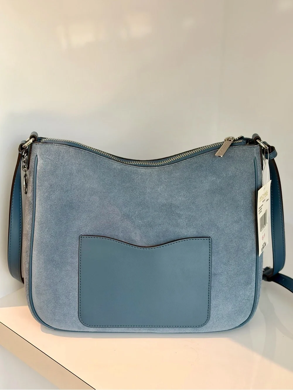 Michael Kors Dusty Blue Suede Shoulder Bag